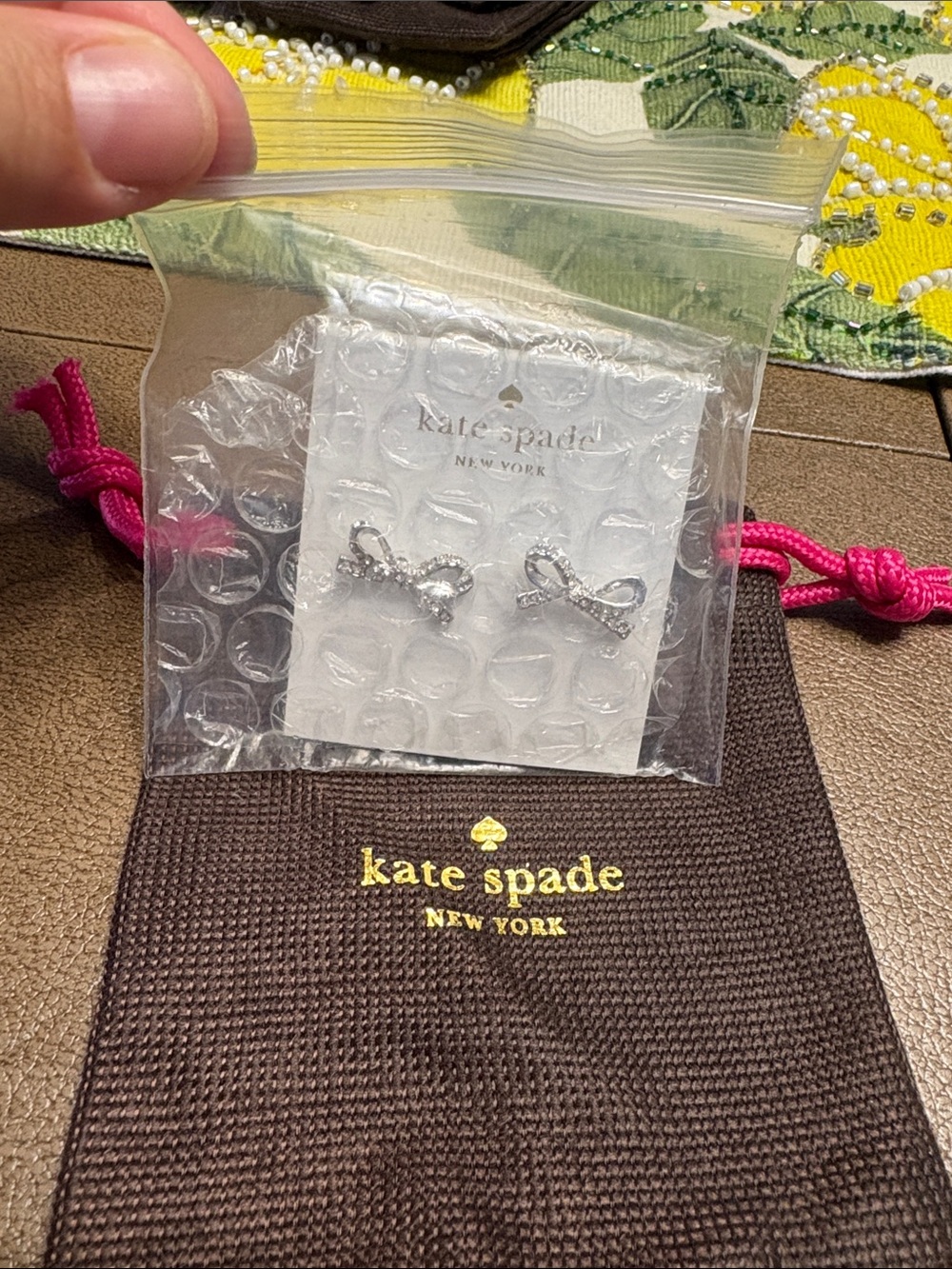 kate spade Silver Crystal Bow Stud Earrings
